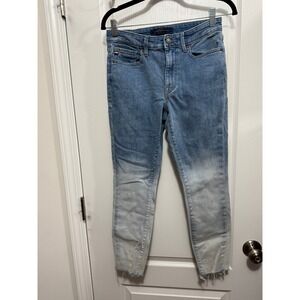 Tommy Hilfiger Tribeca Skinny Jeans Womens 4 Blue Ombre Dip Dye Frayed Hem Denim